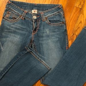 True Religion jeans with orange stitching size 28